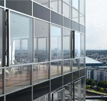 Aluminium Cladding Dinding Tirai Kaca Mengkilap Ganda Modern Tahan Air