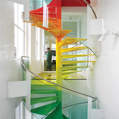 Apartemen Tangga Spiral Kaca 600-2200mm Dengan Langkan Stainless Steel