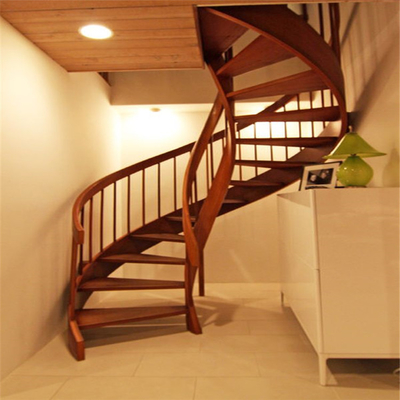 Tangga Spiral Kayu OEM ODM, Railing Tangga Kayu Dalam Ruangan