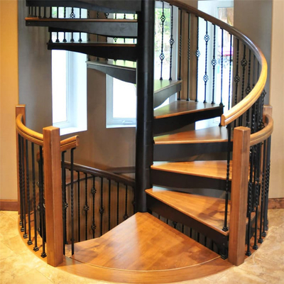 Tangga Spiral Kayu OEM ODM, Railing Tangga Kayu Dalam Ruangan
