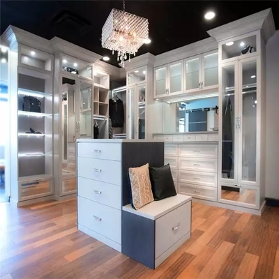 White Accepted Customized New Design Walk In Closet Dengan Papan Gila 18mm