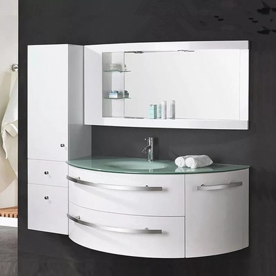 Kabinet Terapung Kesombongan Kamar Mandi Modern Di Atas Kaca Hijau Putih Mengkilap