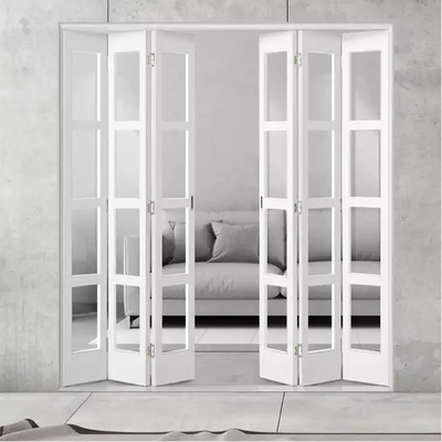 Eksterior Disesuaikan Pintu Lipat Plastik Bingkai UPVC Kaca Accordion Design Bifold