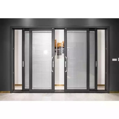 Pintu Geser Multi Panel Modern yang Disesuaikan, Pintu Bingkai Aluminium Kaca Temper