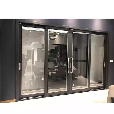 Pintu Geser Multi Panel Modern yang Disesuaikan, Pintu Bingkai Aluminium Kaca Temper