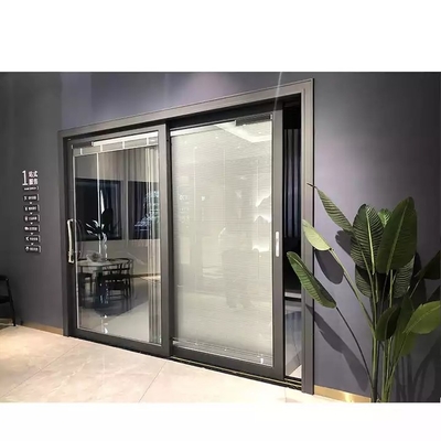 Pintu Geser Multi Panel Modern yang Disesuaikan, Pintu Bingkai Aluminium Kaca Temper