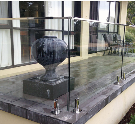 Pagar Balustrade Kaca Frameless Stainless Steel Modern Untuk Indoor Dan Outdoor