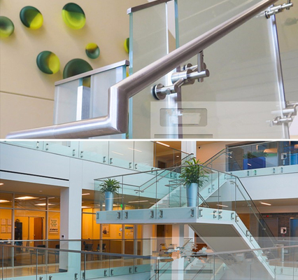 Pagar Balustrade Kaca Frameless Stainless Steel Modern Untuk Indoor Dan Outdoor