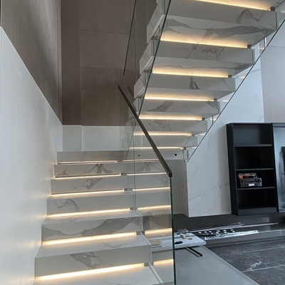 High End Stone Steps Straight Stair LED Zig Zag Shape Stringer
