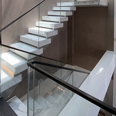 High End Stone Steps Straight Stair LED Zig Zag Shape Stringer