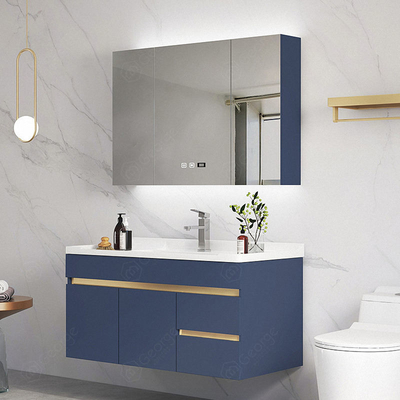 Kayu Solid Mewah Dengan Kabinet Cermin Kamar Mandi LED Vanity Desain Baru