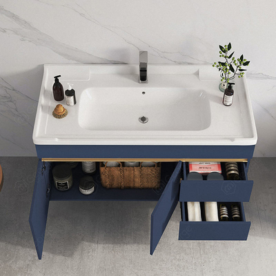 Kayu Solid Mewah Dengan Kabinet Cermin Kamar Mandi LED Vanity Desain Baru