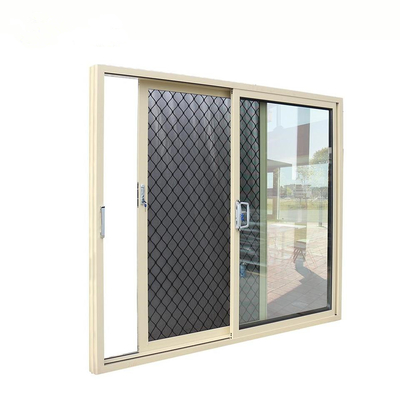 Pintu Geser Kaca Aluminium Ganda Dengan Mesh Keamanan Stainless Steel