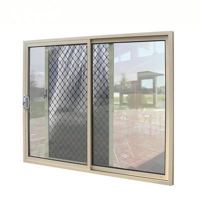 Pintu Geser Kaca Aluminium Ganda Dengan Mesh Keamanan Stainless Steel