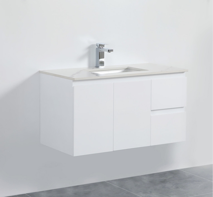 Kabinet Kamar Mandi PVC Hotel, Gaya Modern Tahan Air Wall Mounted Vanity