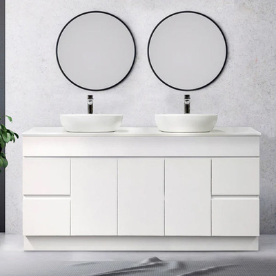 Kesombongan Wastafel Ganda Berdiri Bebas, Desain Unit Kesombongan Kamar Mandi Kayu Solid