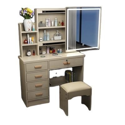 Simple Makeup Bedroom LED Mirror White Dressing Table Praktis Multifungsi