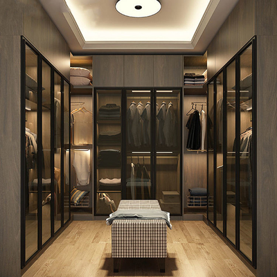 Pintu Kaca Pabrik Foshan Walk In Closet, Lemari Kayu Lemari Portabel