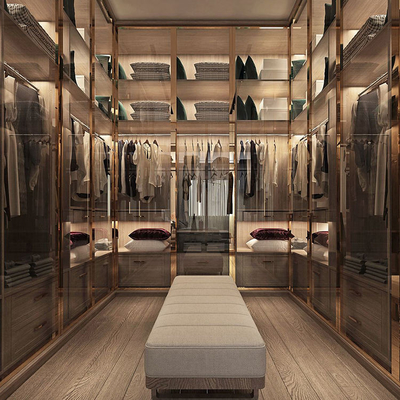Pintu Kaca Pabrik Foshan Walk In Closet, Lemari Kayu Lemari Portabel