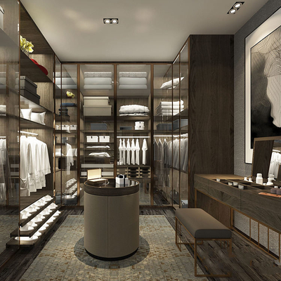 Pintu Kaca Pabrik Foshan Walk In Closet, Lemari Kayu Lemari Portabel