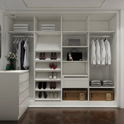 Kamar Tidur Mebel Kayu Modern Set Walk In Closet, Lemari Pakaian Gloss Tinggi Kustom