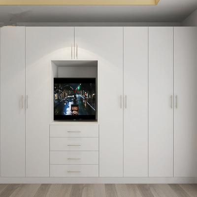 Kamar Tidur Mebel Kayu Modern Set Walk In Closet, Lemari Pakaian Gloss Tinggi Kustom