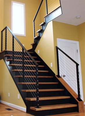 Tangga Modern Matte Black Cable Railing Balustrade Design Untuk Tangga