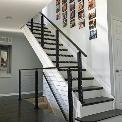Tangga Modern Matte Black Cable Railing Balustrade Design Untuk Tangga