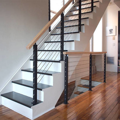 Tangga Modern Matte Black Cable Railing Balustrade Design Untuk Tangga