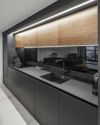 Furnitur Rumah Kustom Terbaru Quartz Jati Modern Kitchen Cabinet Lacquer Finish