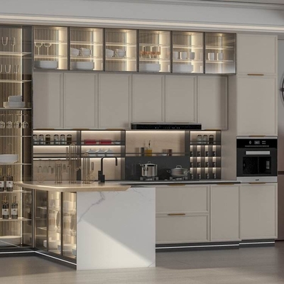 Gaya Mewah Stainless Steel Lemari Dapur Siap Pakai Gaya Minimalis