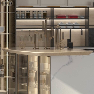 Gaya Mewah Stainless Steel Lemari Dapur Siap Pakai Gaya Minimalis