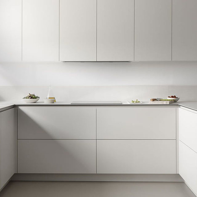Kabinet Mengkilap Set Dapur Lacquer Putih Ramah Lingkungan Kelas E0 / E1
