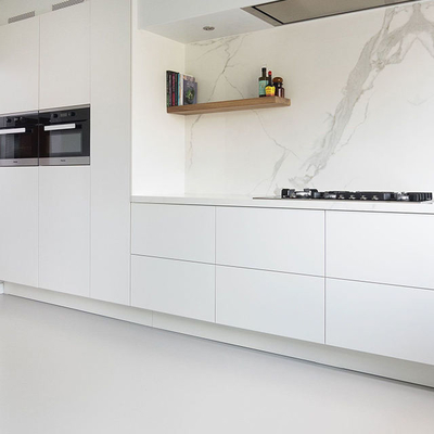 Kabinet Mengkilap Set Dapur Lacquer Putih Ramah Lingkungan Kelas E0 / E1