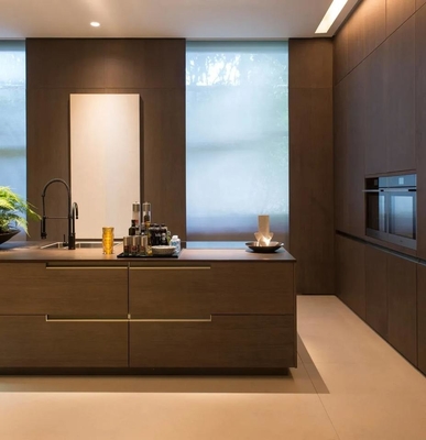 Furnitur Rumah Sederhana Mewah, Kabinet Dapur Tahan Air Veneer Hitam