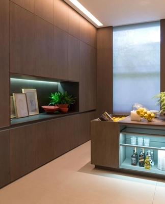 Furnitur Rumah Sederhana Mewah, Kabinet Dapur Tahan Air Veneer Hitam