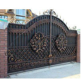 Pintu Masuk Keamanan Sliding Driveway Gates, Desain Gerbang Utama Besi Tempa