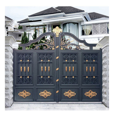 Pintu Masuk Keamanan Sliding Driveway Gates, Desain Gerbang Utama Besi Tempa