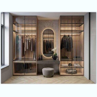 Perabot Rumah Kayu Lipat Mewah Antik Lemari Pakaian Gloss Tinggi Desain Cerdas