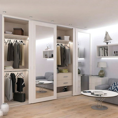 Rumah Kamar Tidur Sliding Mirror Door Lemari Pakaian Custom Double Locker Closet Furniture