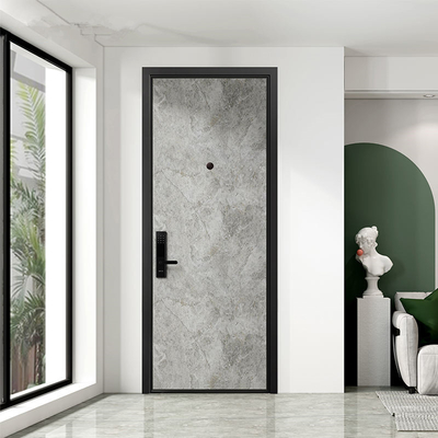 Pintu Baja Keamanan Karkas MDF, Pintu Depan Eksterior Kayu Lapis Baja
