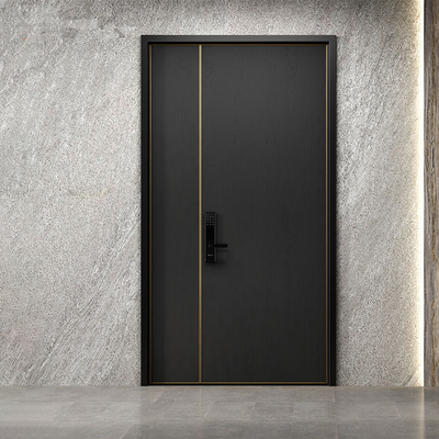 Pintu Baja Keamanan Karkas MDF, Pintu Depan Eksterior Kayu Lapis Baja