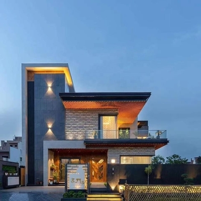 Desain Modern Rangka Baja Ringan Rumah Prefabrikasi Vila Prefab Mewah Dua Lantai