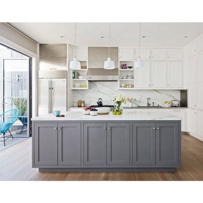 Siap Merakit Lemari Dapur Kayu Modular Gaya Shaker Putih Kayu Solid