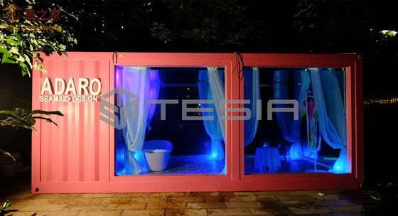Industri Tesia Custom Prefab Modular 20FT 40FT Container House Kolam Renang Bercahaya