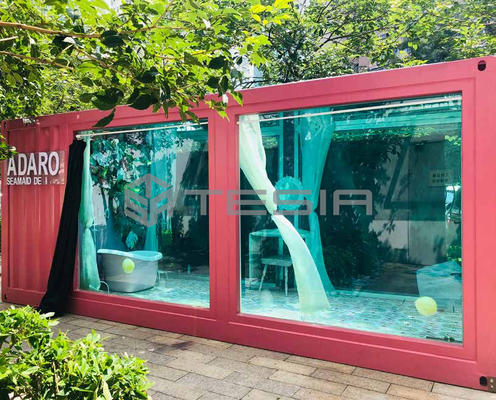 Industri Tesia Custom Prefab Modular 20FT 40FT Container House Kolam Renang Bercahaya