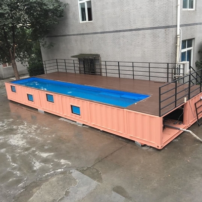 40FT Prefab Ukuran Disesuaikan Dan Kolam Renang Kontainer Warna Dengan Bahan Baja Dengan Sistem Listrik Dan Plumping