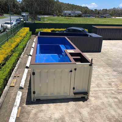 40FT Prefab Ukuran Disesuaikan Dan Kolam Renang Kontainer Warna Dengan Bahan Baja Dengan Sistem Listrik Dan Plumping