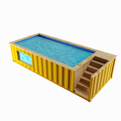 US America Standard Warna Disesuaikan dan Material Kontainer Kolam Renang 20ft 40ft dengan Wave Water Jet Led Light