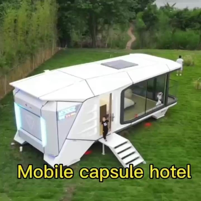 Struktur Baja Kaca Tempered Toko Bergerak Toko Rumah Pabrikan Modular Cafe Container Pod House